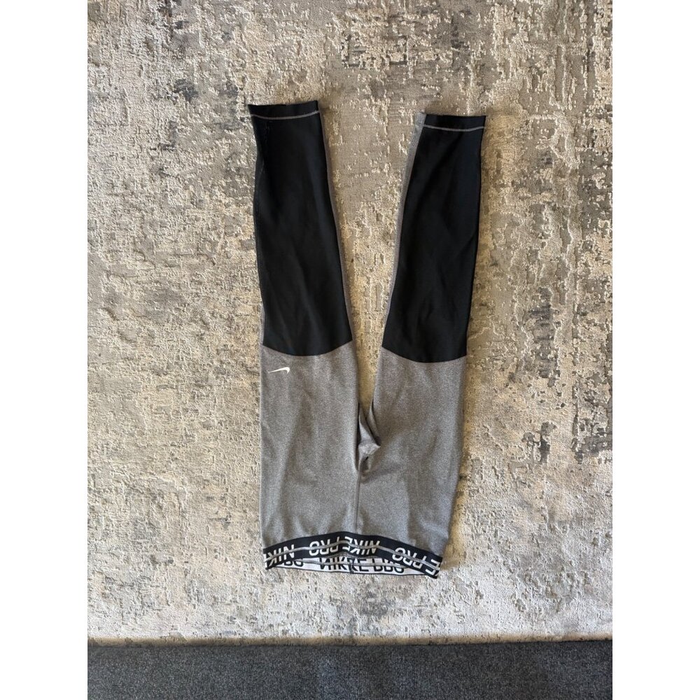 Nike Pro Womens Dri-Fit Training Leggings Gray & Black Stretchy Size S